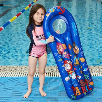 

Child Inflatable Floating Chair PVC Water Toys Floating Bed Transparent Viewport Dog Pattern Surfing Pool Swimming Air Mattress