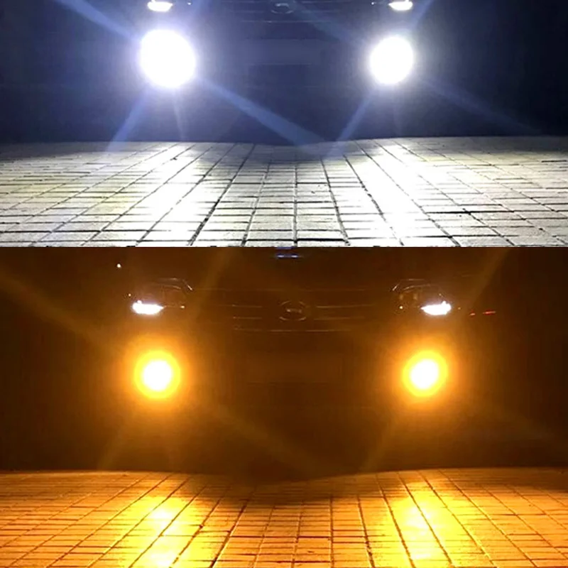 1 шт. Противотуманные фары дневные фары led двойной цвет 3030 16SMD туман светильник H1 H3 9005 9006 H8 H11 P13W H4 H7 H16 дневные ходовые огни светильник белого и желтого цвета; 10 пар W