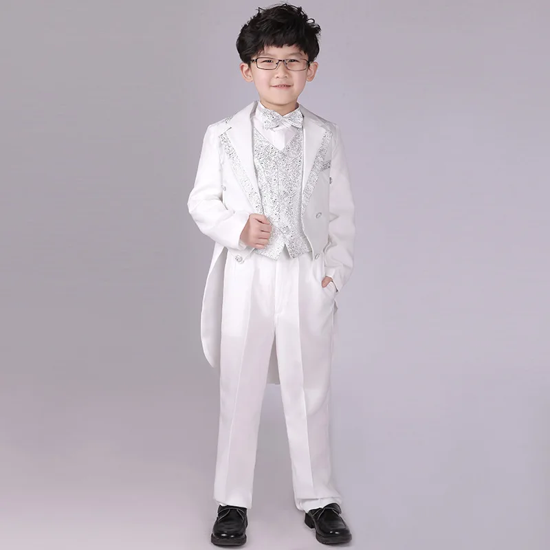 2024 New Arrival Boys' Formal Clothes Set Bowtie+Vest+Shirts+Tailcoat+Pants Children Blazers Suits Child Tuxedo Suit Wholesale