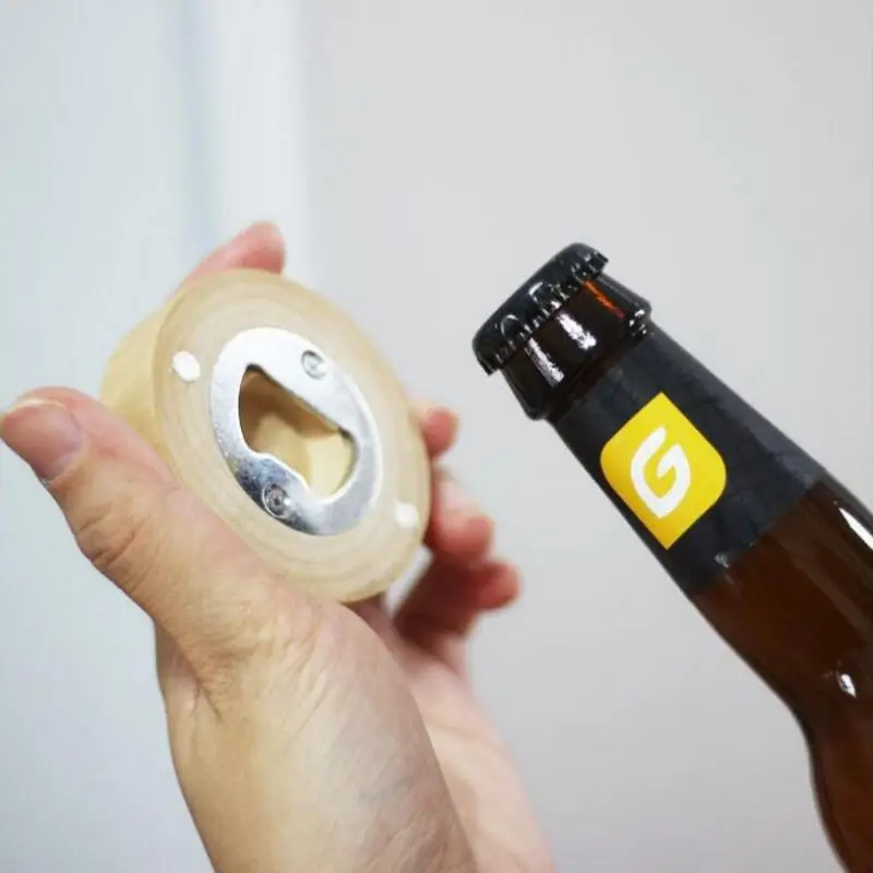 100 шт/Партия DIY деревянная круглая форма открывалка для бутылок Coaster холодильник магнит украшение открывалка для бутылок пива LX7785