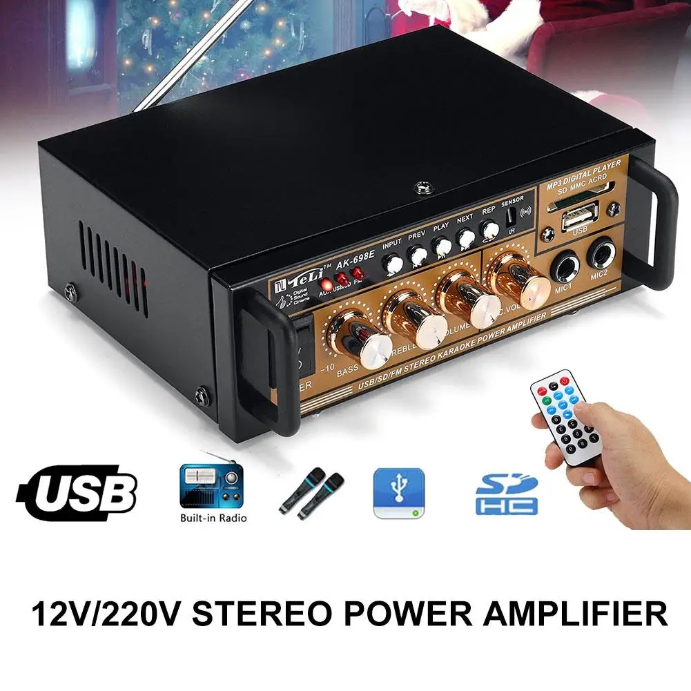 300 Вт 12 В/220 В автомобильный домашний аудио усилитель мощности HiFi динамик с пультом дистанционного управления