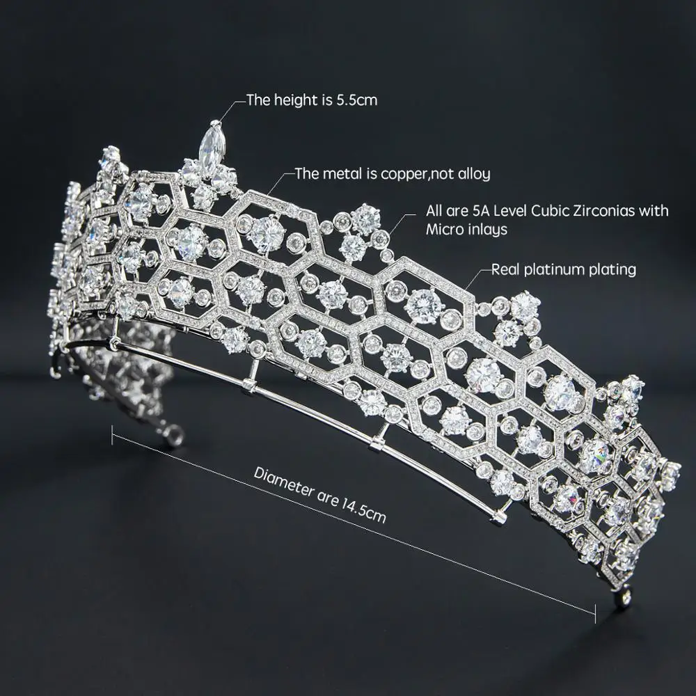 Réplica de tiara de favo de mel de zircônia Greville para