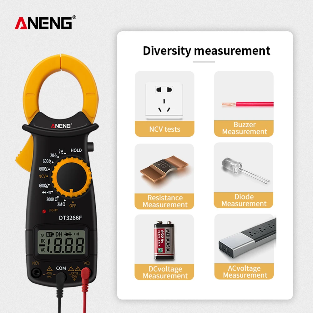 Автоматический дисплей полярности DT3266F зажим мультиметр Амперметр цифровой мультиметр большой зажим для экрана метр с зуммером