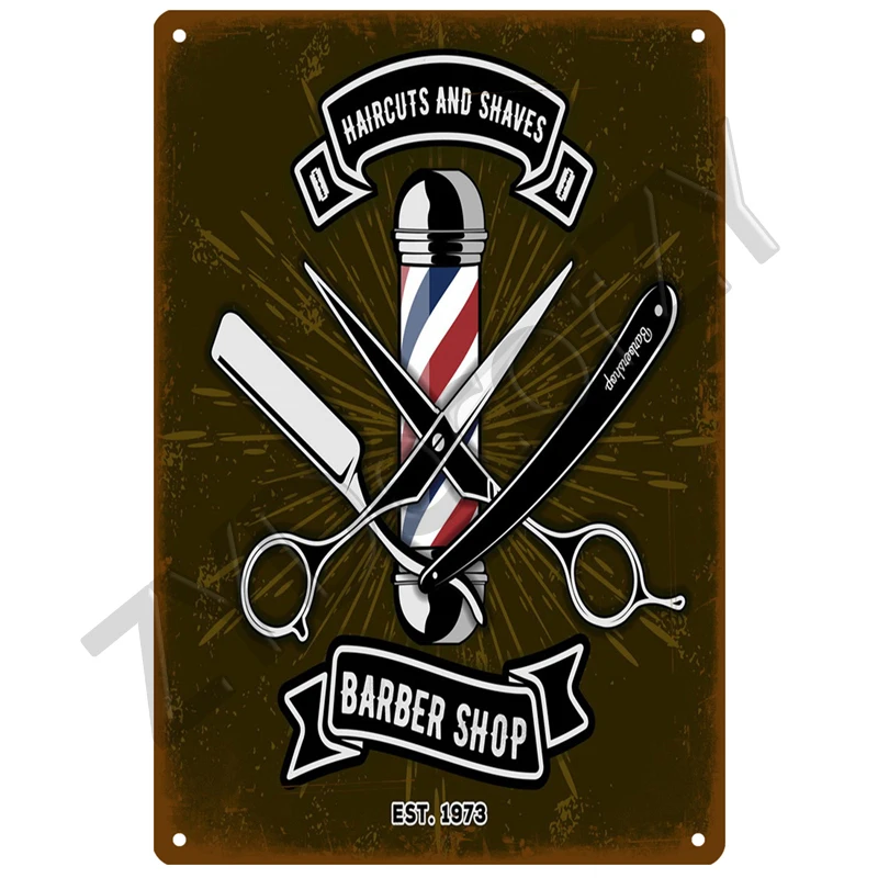 Metal wall signs,metal signs,metal wall art Barber Shop Tin Sign Poster Vintage Wall Posters Metal Sign Decorative Wall Plate Kitchen Plaque Metal Vintage Decor Accessories