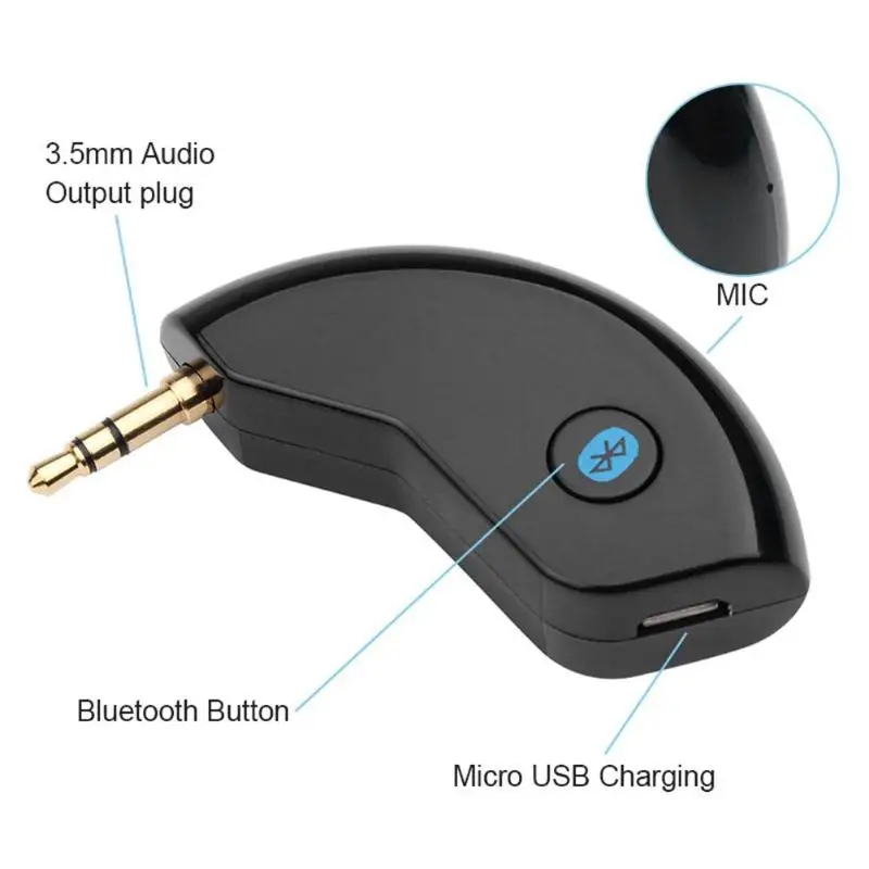 Беспроводной Bluetooth 4,2 аудио приемник классические цвета и простой прочный дизайн 3,5 мм разъем AUX адаптер Встроенный микрофон черный