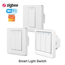 Interrupteur mural tactile intelligent Tuya WiFi ZigBee, commande vocale IFTTT, bouton-poussoir neutre non requis, compatible avec Alexa et Google Home