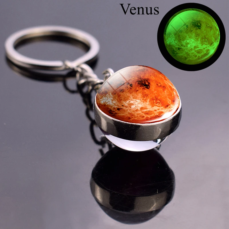Venus Светящийся брелок Mars, солнечная система, ювелирное изделие, луна, земля, солнце, планета, стеклянный шар, брелок, светящийся в темноте, подвеска, подарок, Прямая поставка - Цвет: Venus
