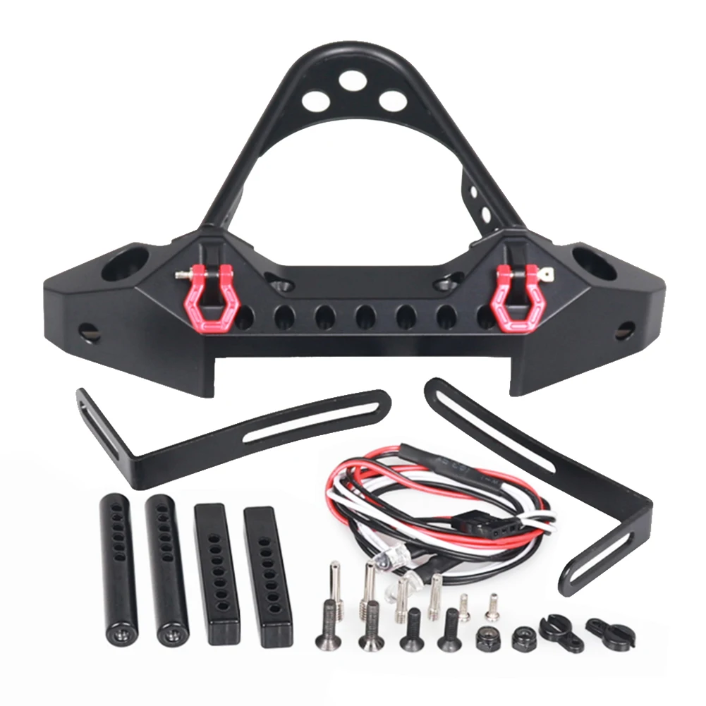 

1/10 Front Black Replacement DIY Screw Fasten Toy Crawler RC Car Bumper Easy Install Durable Modified Metal With Light For TRX-4
