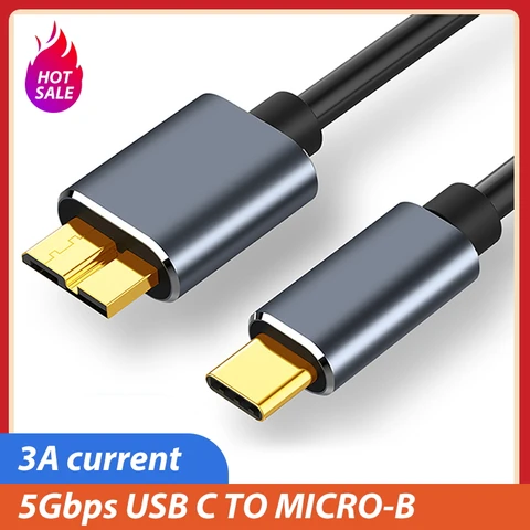 USB Type C To Micro B 3.0 Connector Cable 5A Quick Charging For MacBook Laptop Hard Drive Disk Smartphone MicroB Wire Cord