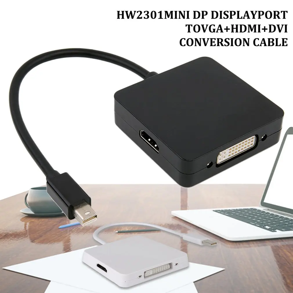 Портативный Mini DP DisplayPort To Vga+ Hdmi+ Dvi преобразования USB-кабель с вилкой Mini Дисплей Порты и разъёмы Plug and Play, удобно брать с собой