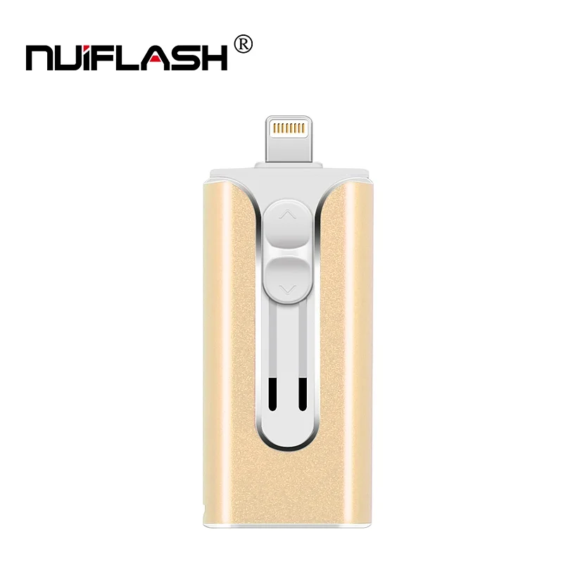 champagne Cle usb 32 Гб 3 в 1 флеш-накопитель для iPhone usb палочки флеш-накопитель memoria usb Мобильный Micro USB флеш-накопитель 64 Гб 128 ГБ usb - Цвет: champagne