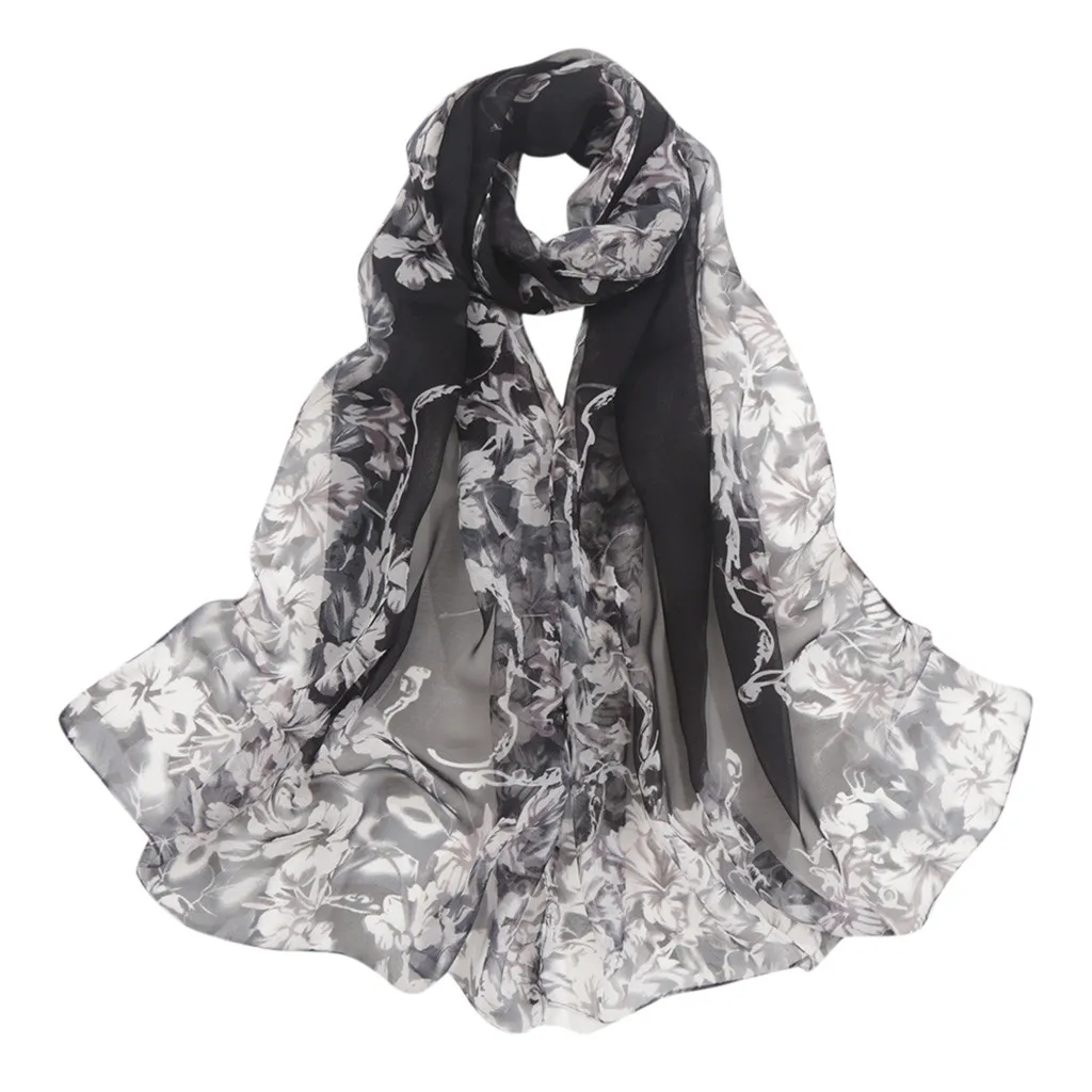 

Women Fashion Chiffon Scarf Printed Light Breathable Fashionable Scarf Lengthened Autumn Winter Scarves #H