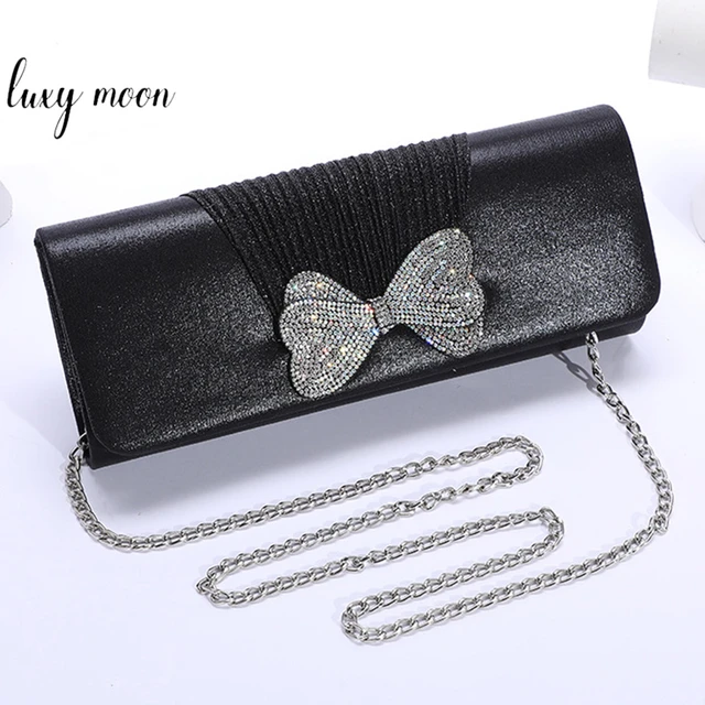 Bijoux Terner Clutch Purse Black with Silver chain. Rhinestones down the  center | Clutch purse black, Clutch purse, Clutch