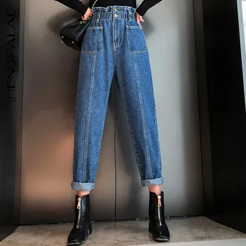 

TVVOVVIN 2020 New Fashion Spring Vintage Mom Jeans Woman High Waist Long Trousers Cowboy Female Loose Streetwear ZA2644