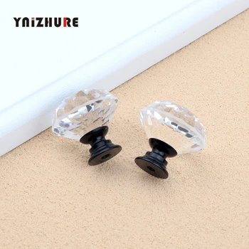

YNIZHURE Design 30mm Black Diamond Shape Crystal Glass Knobs Cupboard Drawer Pull Kitchen Cabinet Door Wardrobe Handles Hardware