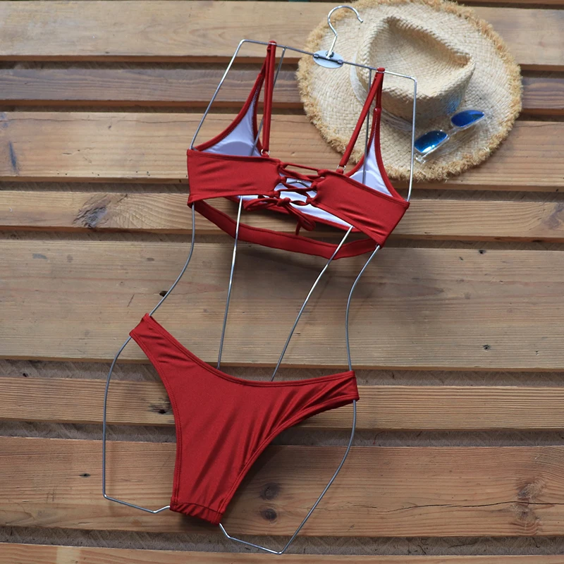 Riseado Cut Out Bikinis Set 2020 Swimwears Women Swimsuits High Cut Bikinis Sexy biquini Strap Beachwear Lace Up Bathing Suit