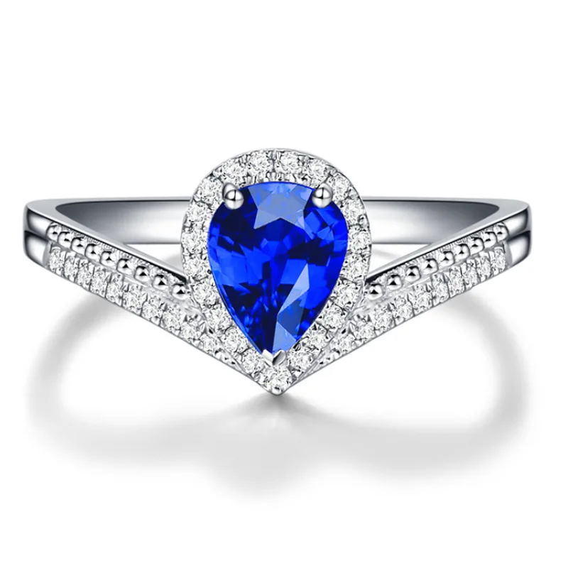 

Hot Sales Princess Multicolored Rings Hand Jewelry 18k Gold Diamond 0.58 Ct Royal Blue Natural Sapphire Ring
