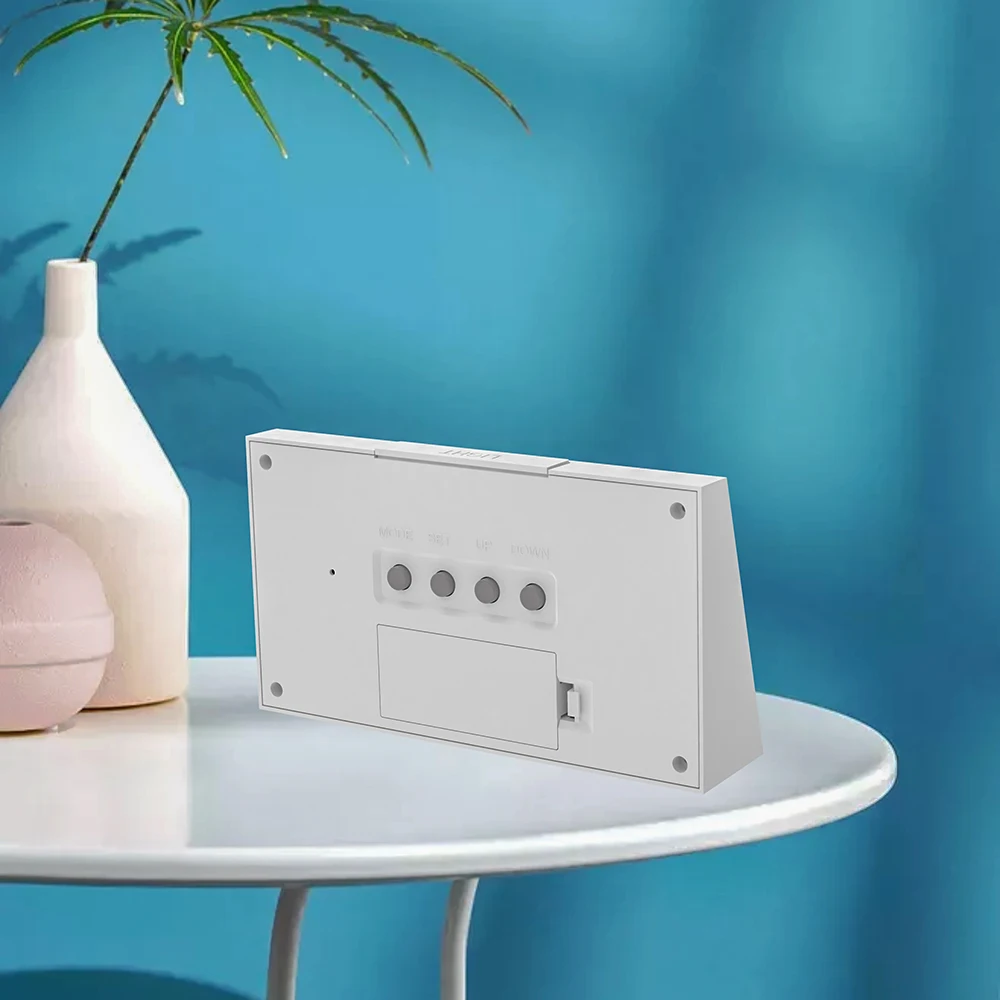 Электрический Настольный ЖКД Будильник белый с календарем и цифровой