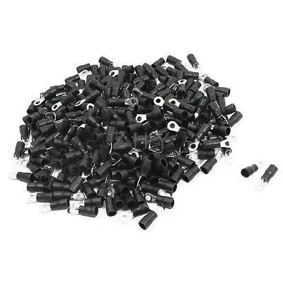 

500 Pcs RV3.5-4 Black Plastic Sleeve Insulated Ring Terminals for AWG14-12