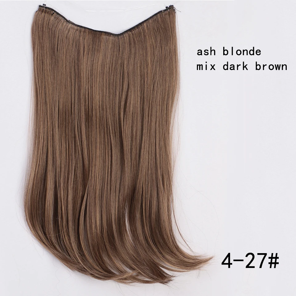 I's a парик 22 ''невидимая проволока для наращивания волос секретная Рыбная линия Шиньоны Длинные волнистые настоящие натуральные синтетические волосы - Цвет: WEXS001-4-27