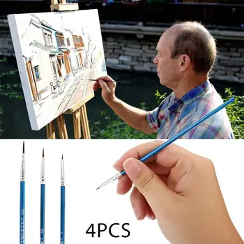 

4pcs/Set Solid Wood Scriptliner Painting Brush Technical Pen Portable Illustration Liquid Watercolour Paint Children School