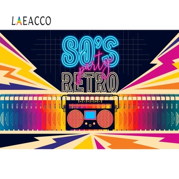 

Laeacco 80s Party Music Theme Backdrop for Photography Party 1980s Birthday Photo Backgrounds Customized Photo Studio Decor