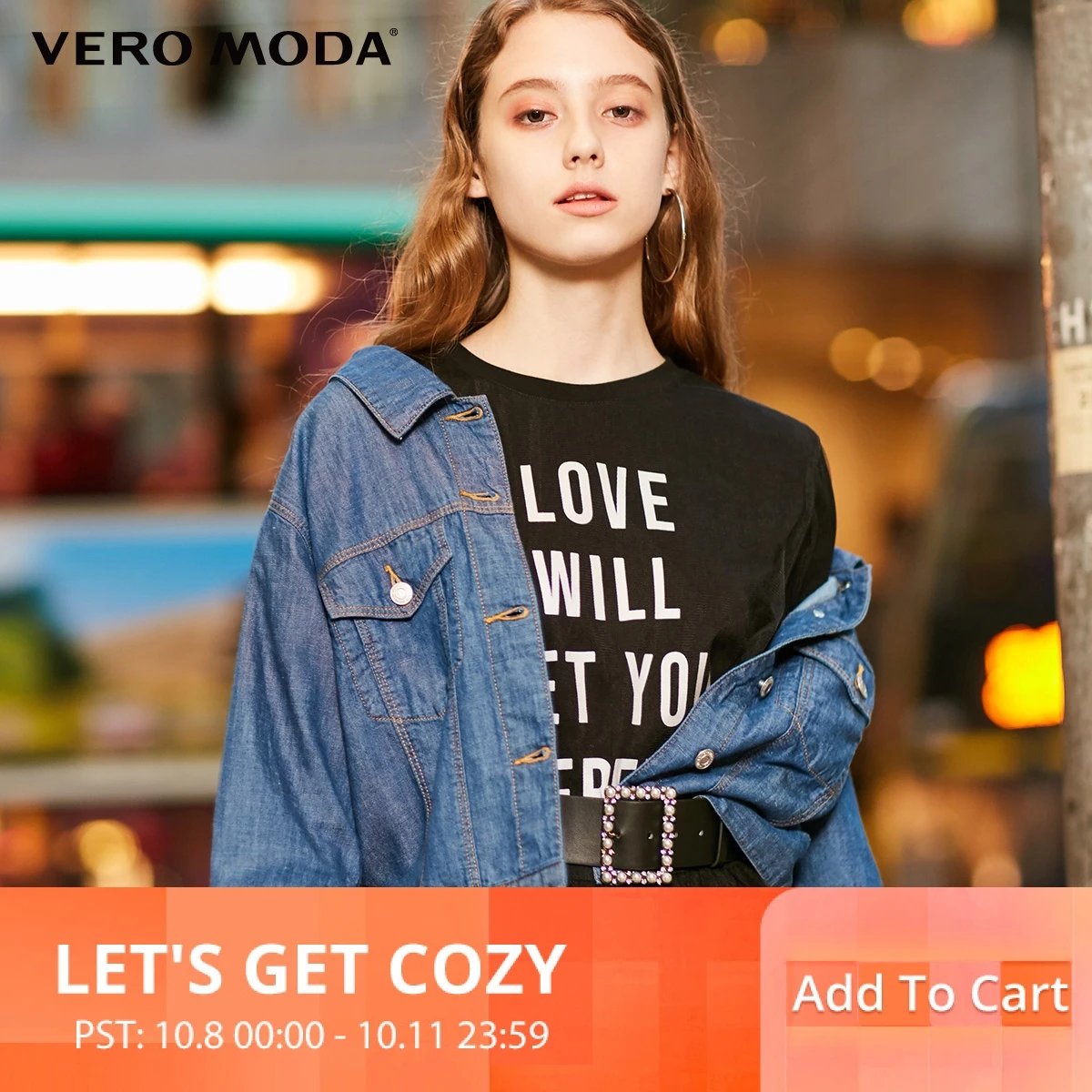 

Vero Moda 2019 New Arrivals Women's Lace-up Short Denim Jacket | 319157516
