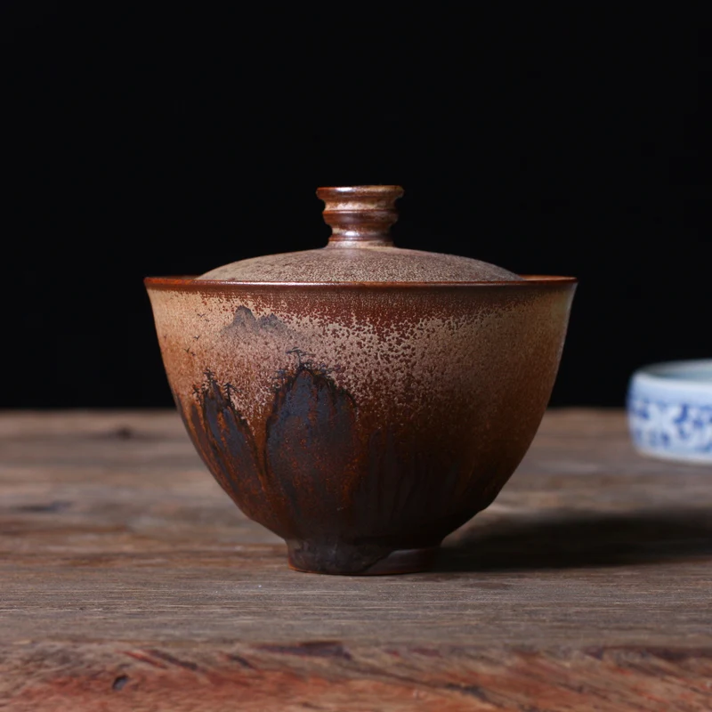 130 мл Цзиндэчжэнь ручной работы Грубая керамика Gaiwan расписанный вручную керамический Tureen чайная чашка винтажный чайный набор кунг-фу чайные пиалы чайники