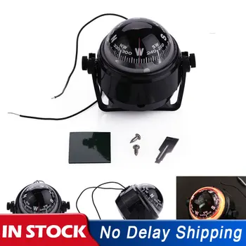 

12V Sea Marine Electronic Digital Compass Boat Caravan Truck Black Car Compass With LED Light