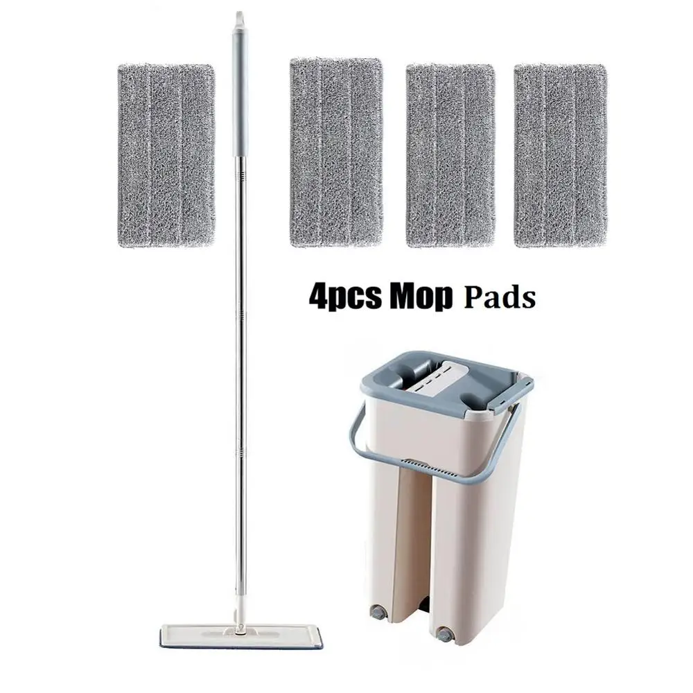 4pcs mop pads Спрей Волшебная Автоматическая отжимная Швабра Избегайте мытья рук ультратонкая ткань для уборки домашнего кухонного деревянного пола ленивая Швабра - Цвет: 4pcs mop pads