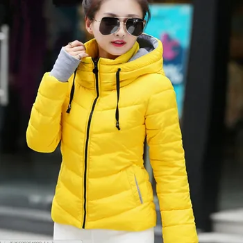

2019 New Women Winter Jacket Parka Thicken Outerwear Female Coats Hooded Design Cotton-padded Pure color Cotton-padded jacket
