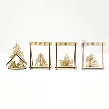 Новогодние и рождественские деревянные украшения, креативные рождественские настольные украшения, трехмерные выдолбленные рождественские украшения SA172