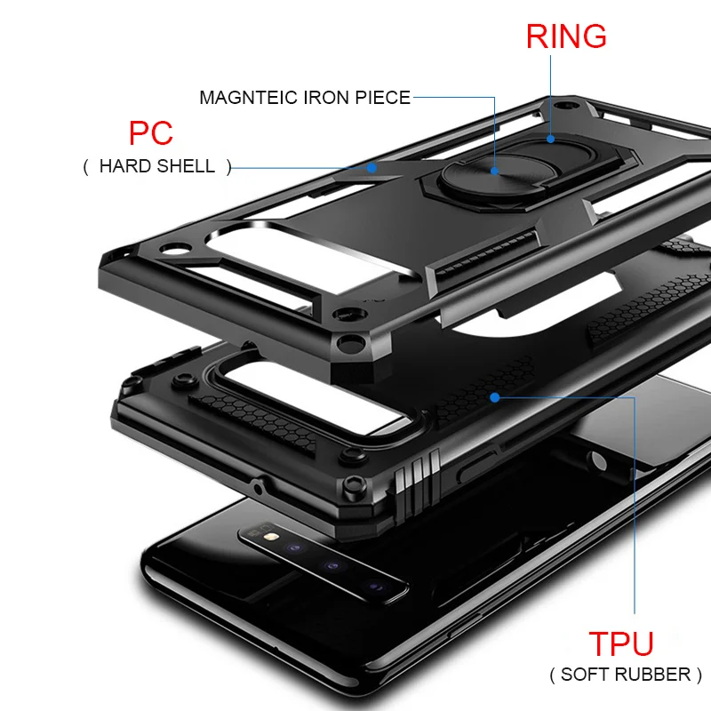 Роскошный противоударный чехол для телефона samsung Galaxy S10e S9 S8 Plus, магнитное кольцо, оболочка для samsung Note 9 8, защитный чехол