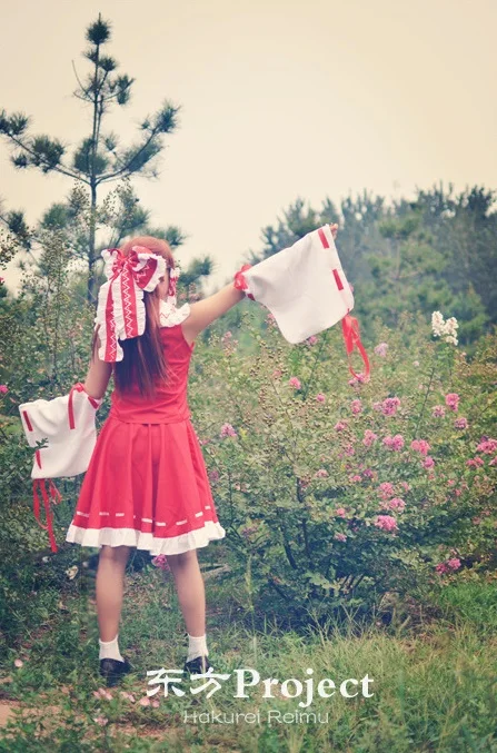 Аниме проект Touhou Косплей Костюм Хакурей рейму микофуку женское платье униформа полный комплект
