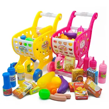 

Kids Play House Toy Children Simulation Shopping Cart Toy Supermarket Trolley Toy Model For Children Birthday Gift