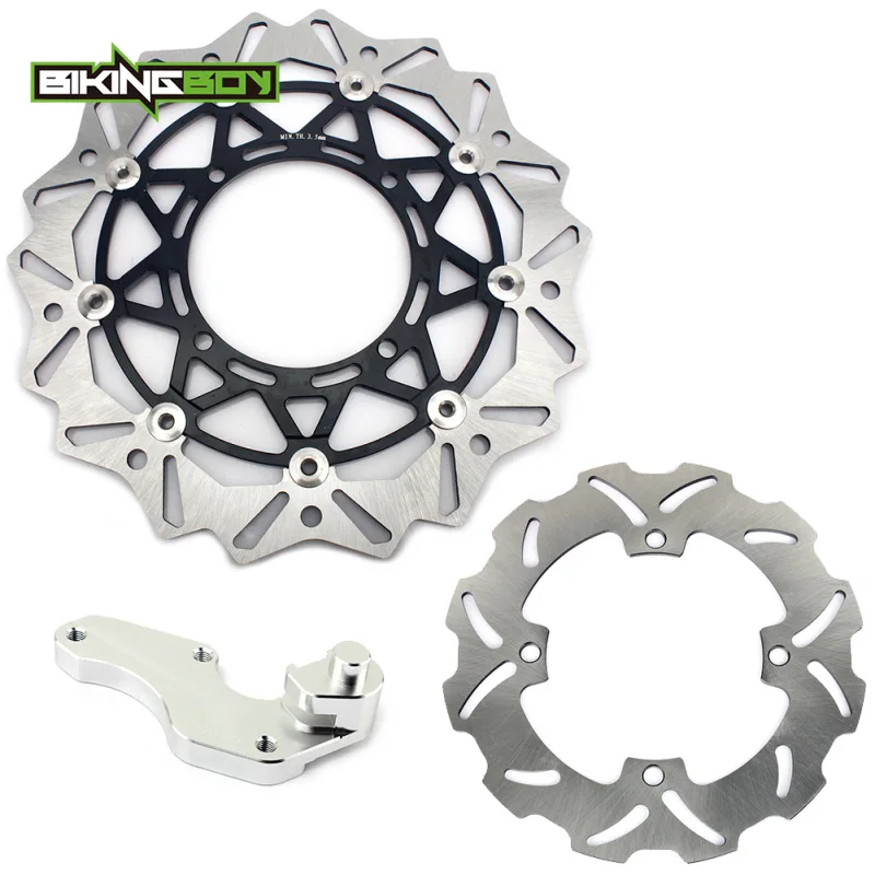 Black Silver BIKINGBOY для Suzuki RM-Z 250 04-18 РМЗ 450 05-17 16 15 14 13 12 11 10 09 08 спереди и сзади тормозные диски роторы кронштейн 320 мм - Цвет: Black Silver