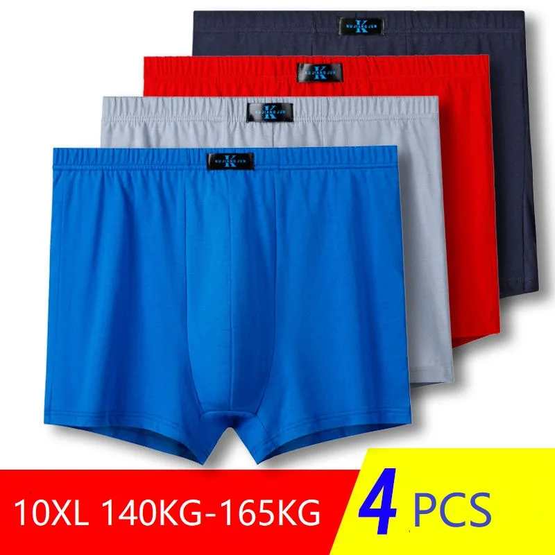 Мужское нижнее белье 4 шт./лот 10XL 140 165 кг мужские трусы боксеры из 100% хлопка