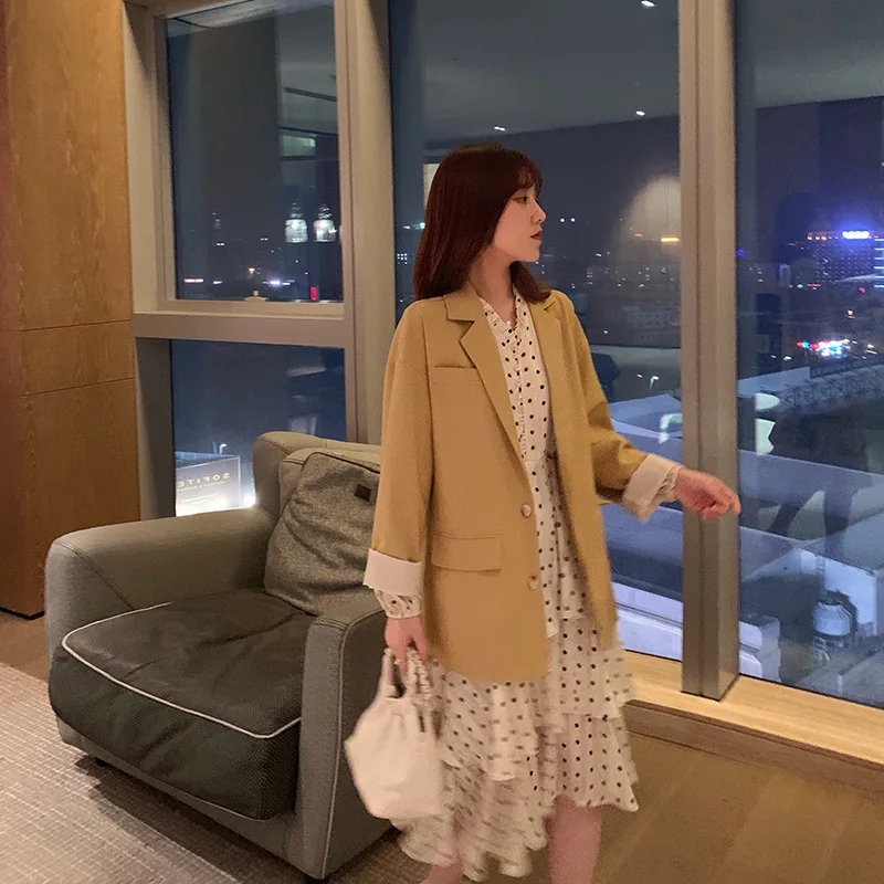 

Online Celebrity Style Customizable Retro Fashion Loose Versatile Small Suit Hong Kong Style Short Casual Coat Women's Spring An