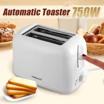

Automatic Toaster 2-Slice Breakfast Sandwich Maker Machine 750W 220V 5-speed Baking Cooking Appliances Home Office Toasters
