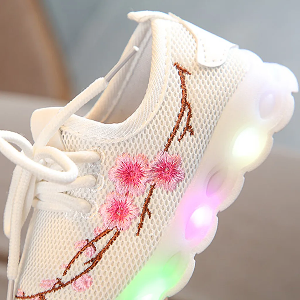 TELOTUNY Kids Toddler Led Glowing Sneakers Children Pearl Bling Sequins Luminous Shoes For Girl Boy Toddler Baby Light Shoes 101