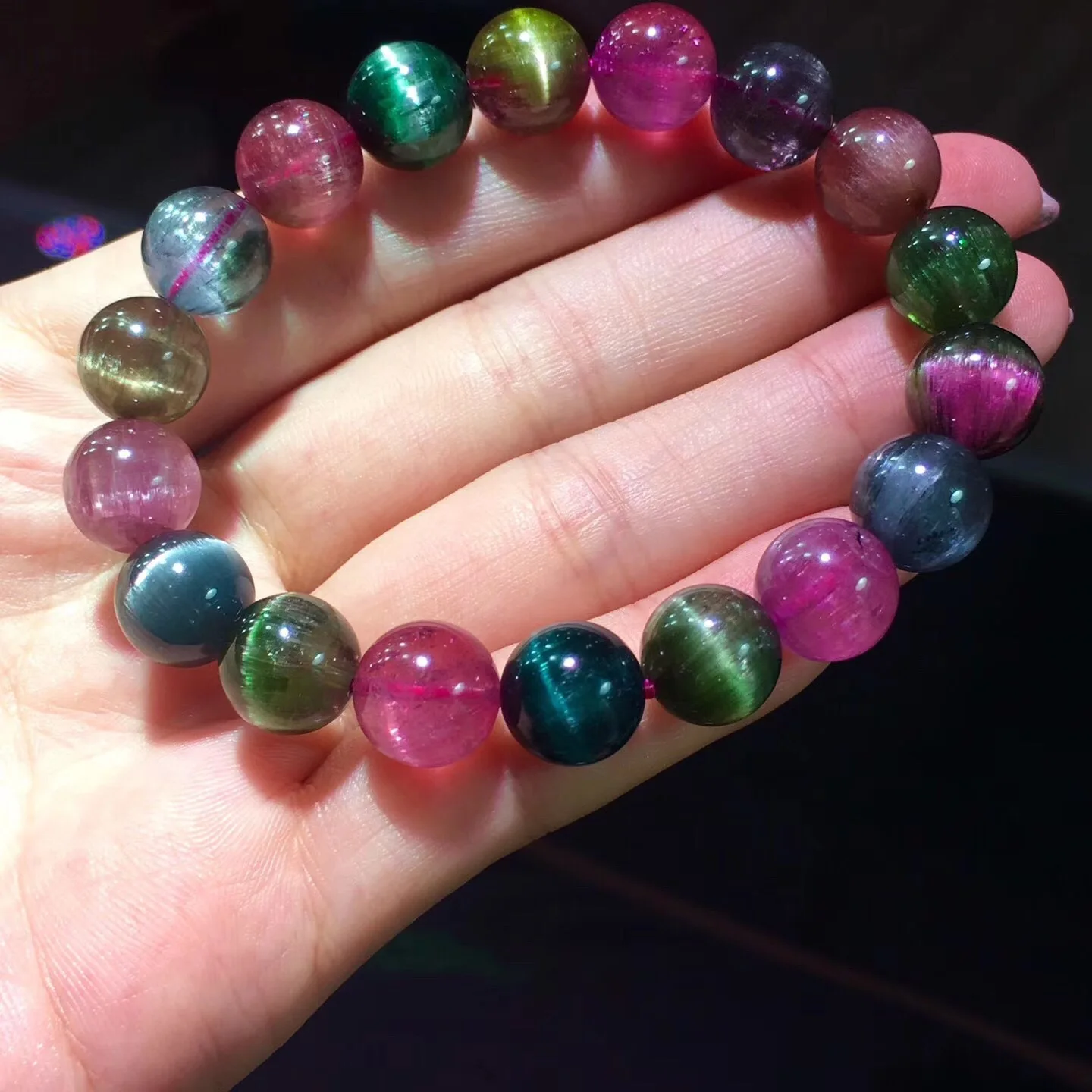 

Brazil Large Particles Candy Cat's Eye Tourmaline Single Loop Year of Fate Tourmaline Bracelets Women's Large Particles a Thing