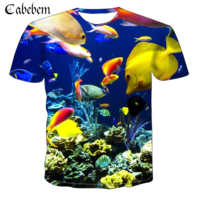 

2019 Hot new products summer 3D T shirt men women refreshing Tshirt 3D Marine world fish print Tee shirts breathable T-shirt