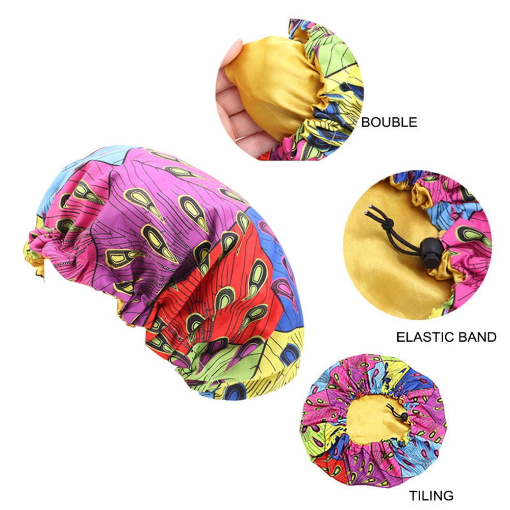 Kids Girls Night Sleep Cap Satin Elastic Band Africa Bonnet Hat Hair Care Head Cover Adjust Hair Loss Hat Beanies Skullies
