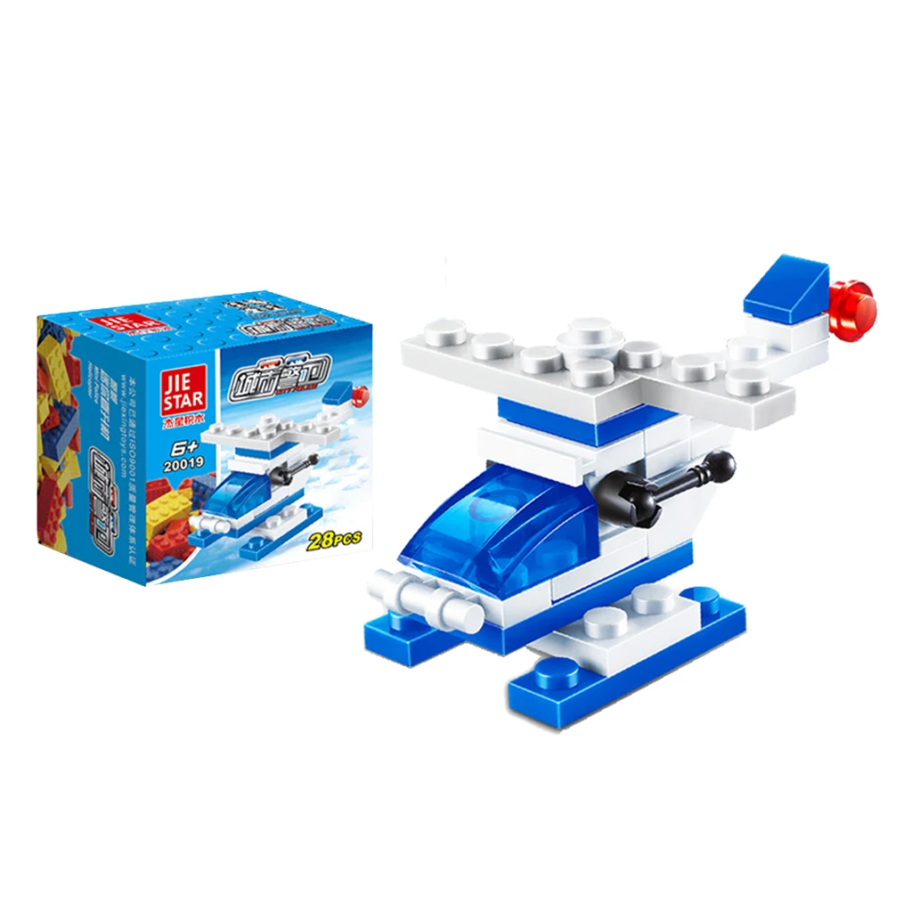 Plastic Mini DIY Building Blocks Car Fire Engine Model For Kids Toys Blue