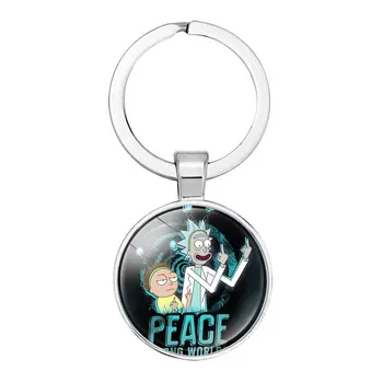

Creative New Rick And Morty Keychains Cute Time Gem Cabochon Car Key Chain Girl Bag Pendant Keyring Lovers Holiday Gifts