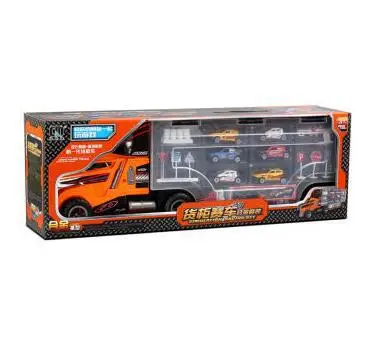 

Into Konami Model Alloy Car Model CHILDREN'S Toy Semi-Trailer Container Light Included Light Sound 7 Small Car-