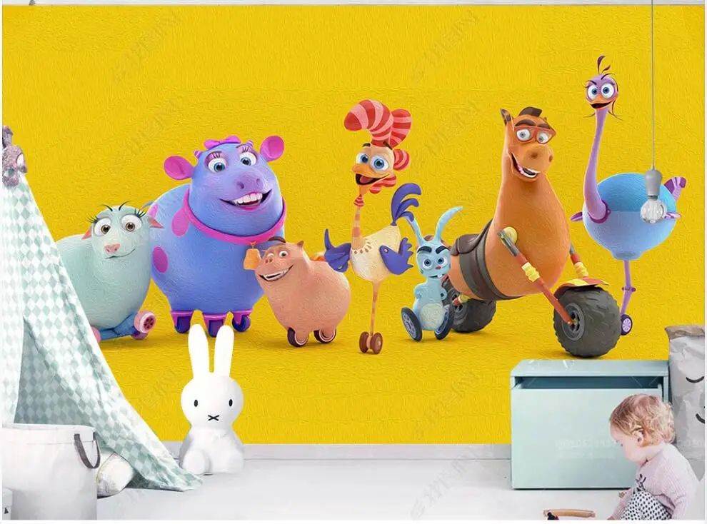 

Настенные 3d фотообои на заказ, декор для детской комнаты, с рисунком животных, в рулонах