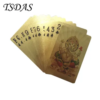 

Gold Foil Poker Set Colored India God Style Plastic Playing Card Novelty Game Cards For Party