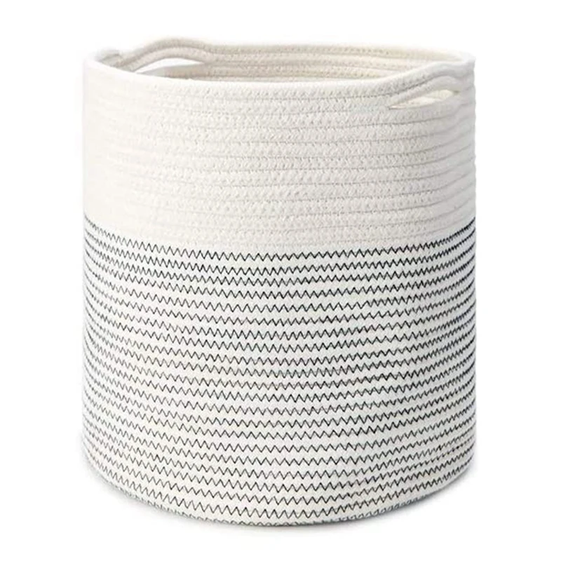 Cotton Rope Plant Basket Modern Small Round Baskets Indoor Planter Flower Pot with Handles Storage Organizer Home Decor | Дом и сад