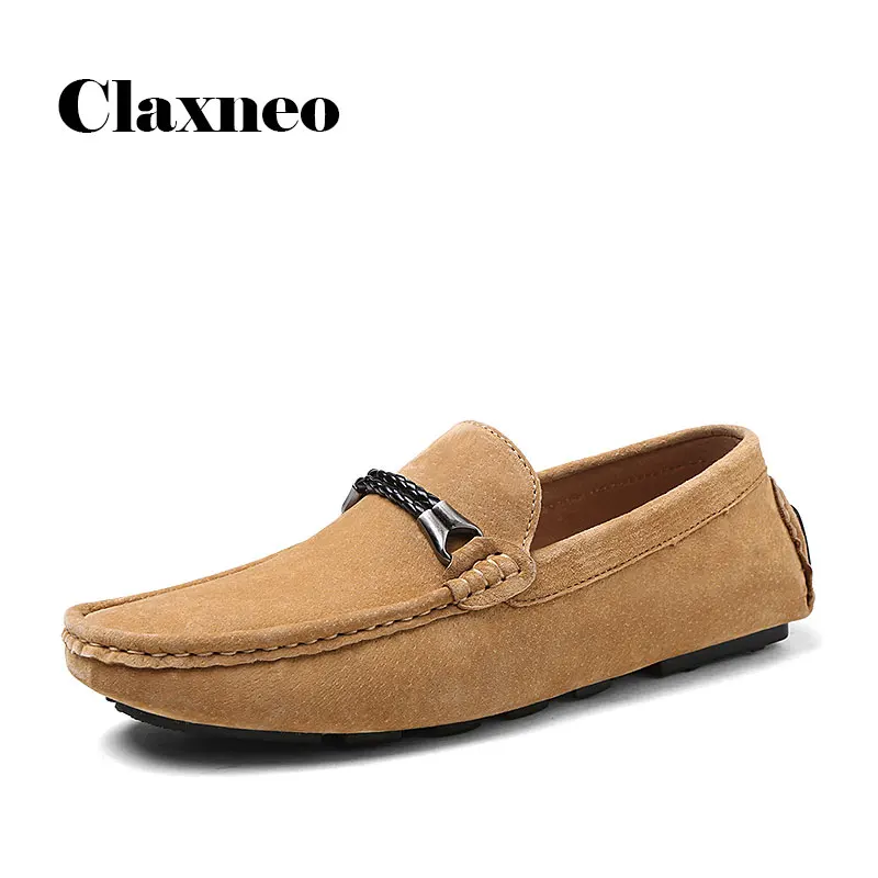 Mans Boat Shoes Suede leather Loafers 2020 Summer Autumn Men's Shoe Slip on Casual Footwear Flats Moccasins Yellow Red Blue | Обувь